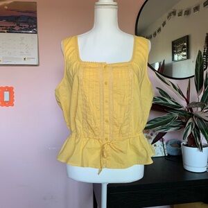 Old Navy Cotton Yellow Lace Tank Top